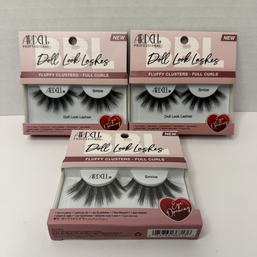 Ardell Doll Look Lashes Smize 3 Pack Fluffy Full Curl Strip Lashes Black 36713